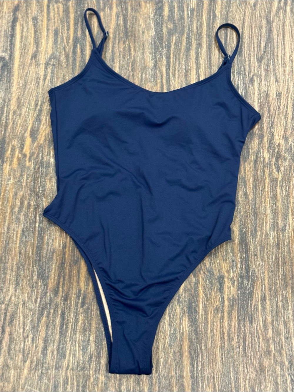 Cotton On Body Navy Thin Strap Low Scoop One Piece Cheeky Swimsuit NWT medium